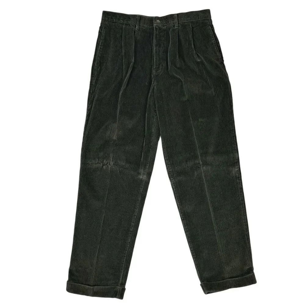Vintage Dockers Corduroy Pants Men's 36x32 Forest Green 90s Pleated Preppy Skate